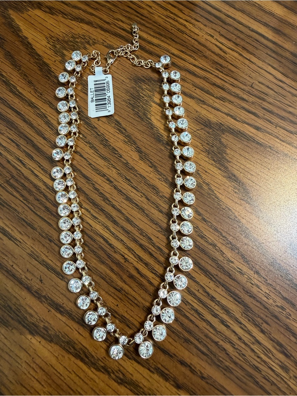 Ballet Gold Tone Rhinestone Crystal Statement Necklace NWT